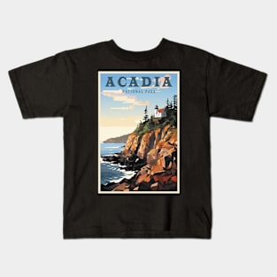 Acadia National Park Travel Poster Kids T-Shirt